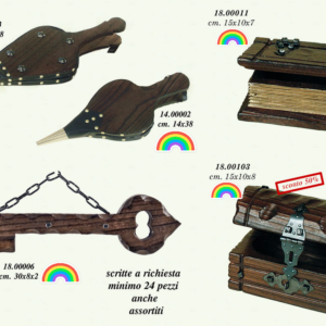chiave in legno con scritte a richiesta 30x8x2cm 24pz