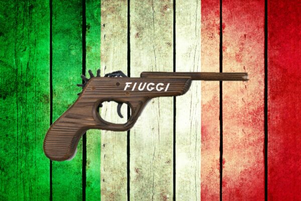 pistola spara elastici in legno scritte a richiesta 12pz 25cm