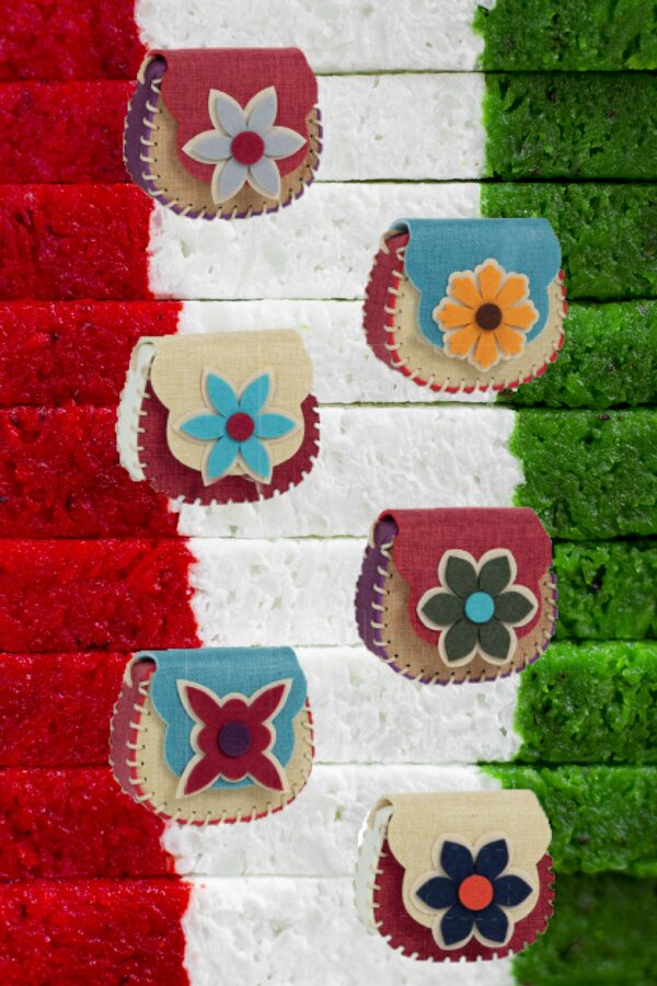 borsette in stoffa cucite a mano 12cm